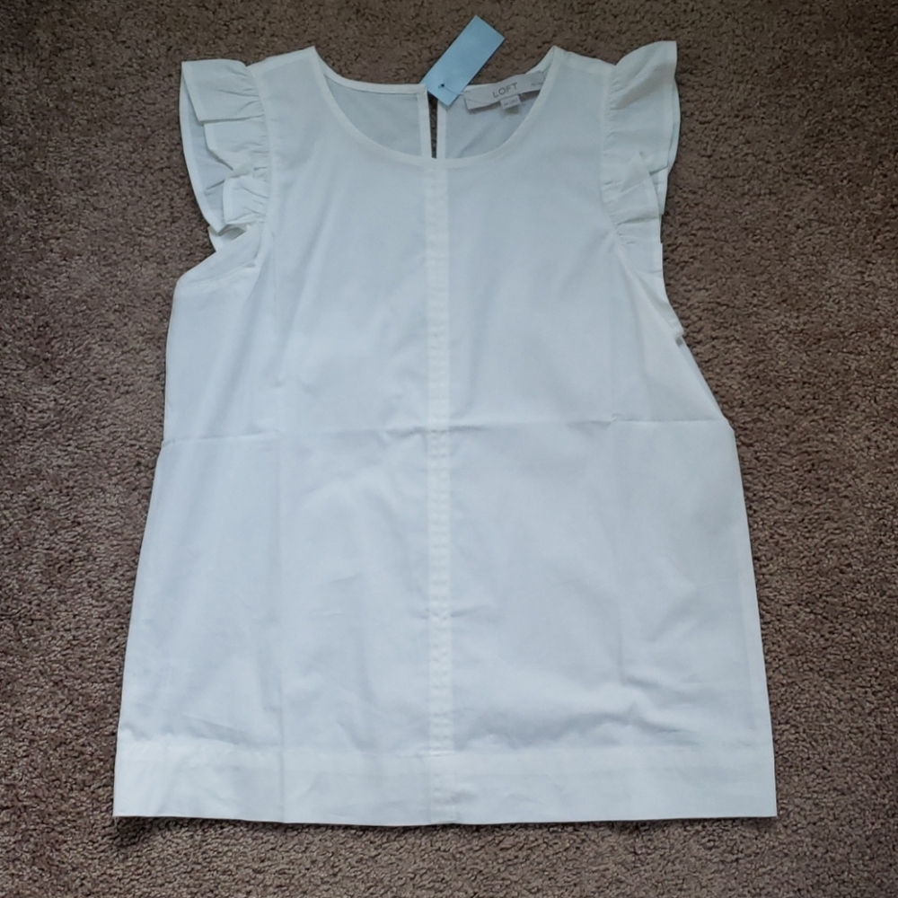 Petite Ruffle Sleeve Poplin Shell